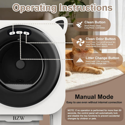 Self Cleaning Litter-Box for Multiple Cats with 76L Large Capacity,Automatic Litter Box with App Control and Safety Sensors Protection (Black)