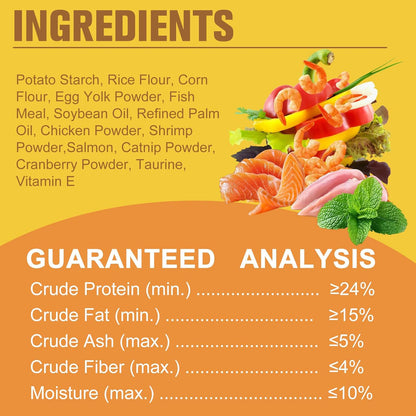 Natural Crunchy & Soft Cat Treats for Indoor Cats - Catnip & Salmon Flavor, Cat Snacks with Real Salmon, Dental Care & Digestive Support, Healthy Training Treats for Cats & Kittens