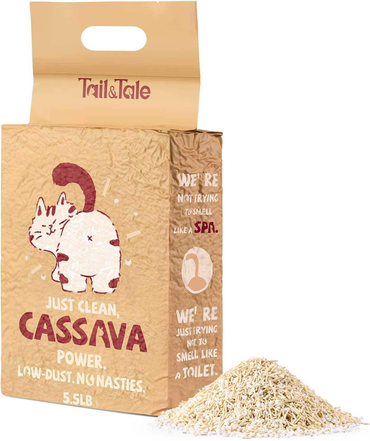 Premium Cassava & Tofu Cat Litter - Natural Ingredients, Quick Clumping, Long-Lasting Odor Control, Easy Scooping, Unscented, Dust-Free, Lightweight Pellets for Cats & Kittens