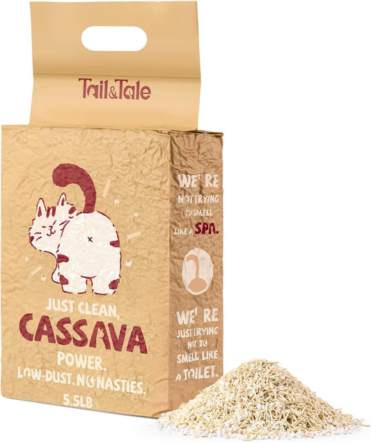 Premium Cassava & Tofu Cat Litter - Natural Ingredients, Quick Clumping, Long-Lasting Odor Control, Easy Scooping, Unscented, Dust-Free, Lightweight Pellets for Cats & Kittens