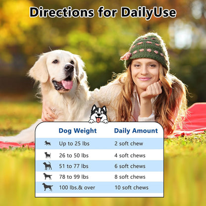 40-in-1 Dog Vitamins and Supplements, Dog Multivitamin Chewable with Glucosamine MSM - Turkey Tail Mushroom, Digestive Enzymes Gut Probiotics, Hip & Joint, Omega-3 Skin & Coat Eyes Immune Support