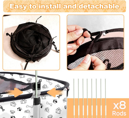 Outdoor Cat Enclosure with Surround Tunnel, Outdoor Pet Playpen Enclosed, Portable Catio Cat Tent with Tunnel for Indoor Cats Small Animals and Puppy, Portable Tent with Carry Bag