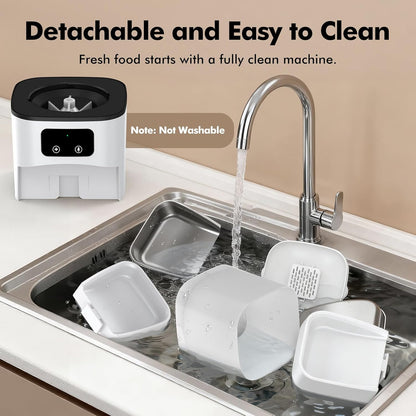 Automatic Cat Feeder for 2 Cats, 6L Automatic Cat Food Dispenser with 2 Stainless Steel Bowls, Timed Dry Food Dispenser with APP Control for Cats and Dogs, Dual Power Supply, 10s Voice Recorder