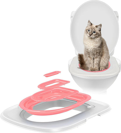 Cat Toilet Training Kit, Professional Universal Hygienic Pet Supply with Tray for Puppy Small Trainer Reusable Litter System Cleaning Kitty Potty Train to Use Cats Urinal Seat Tool Toilets