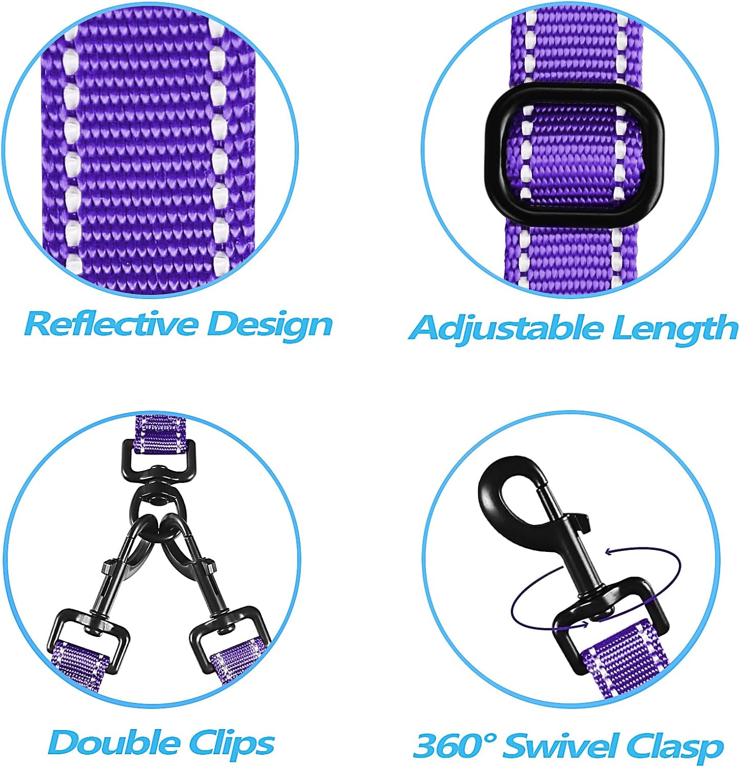 PetBonus No Tangle Double Dog Leash and Dog Seat Belt for Car