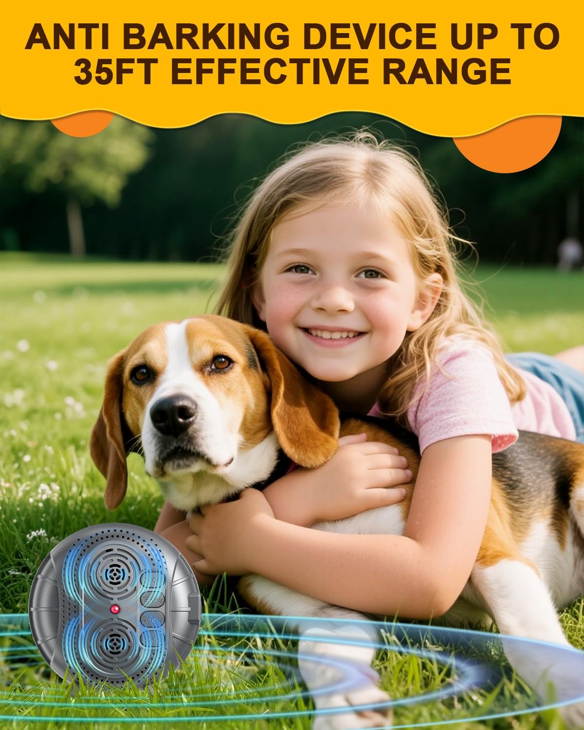 Anti Barking Device for Dogs, Rechargeable Ultrasonic Bark Box with 3 Adjustable Modes, Safe 35FT Dog Bark Deterrent Device & Dog Barking Silencer for Indoor and Outdoor Use (Gray)