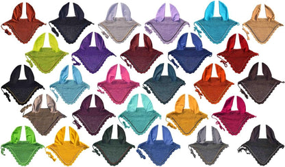 Horse Ear Bonnet Ear Net Hat Fly Bonnet Hood Mask Fly Veil Full Hand Made Cotton (RED, Horse/Full)