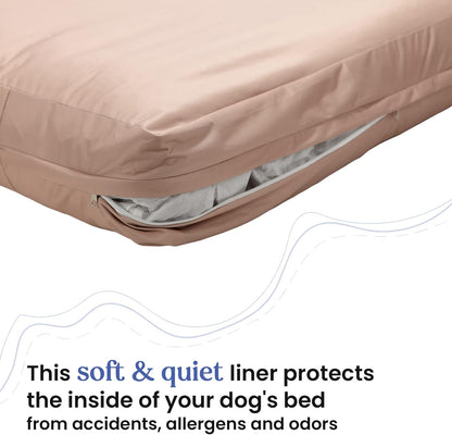 Dog Bed Cover – Waterproof Cover for Dog Bed – Heavy Duty, Machine Washable Zippered Liner – Durable, USA-Made Fabric for Pets – Ideal Pet Bedding Protector for Accidents and Messes - Medium (Tan)