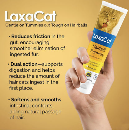 Hairball Gel for Cats 5 oz Petroleum Free Cat Hairball Paste for Furball Control, Constipation Relief and Digestive Support, Easy Lick Salmon Flavor Hairball Treatment for Daily Use, Made in USA