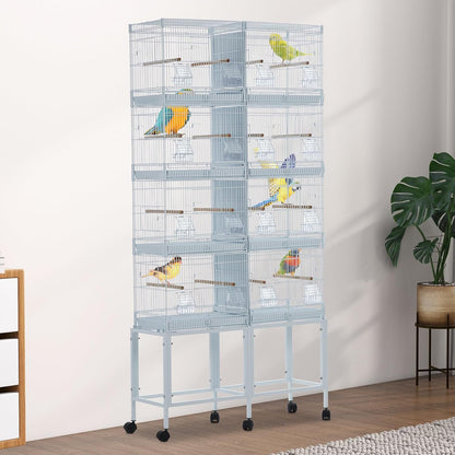 Garvee Bird Cage, 69''H LOT-4 Stackable Breeding Bird Cage, Divided Finch Breeder Cage w/IndividualRemoveble Tray, Application for Conure,Macaw,Budgie,Cockatiel,Lovebirds,Parakeet