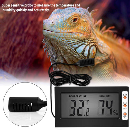Simple Deluxe Digital Thermometer and Humidity Gauge with Remote Probes for Brooder Reptiles Terrarium, 2 Pack, Black