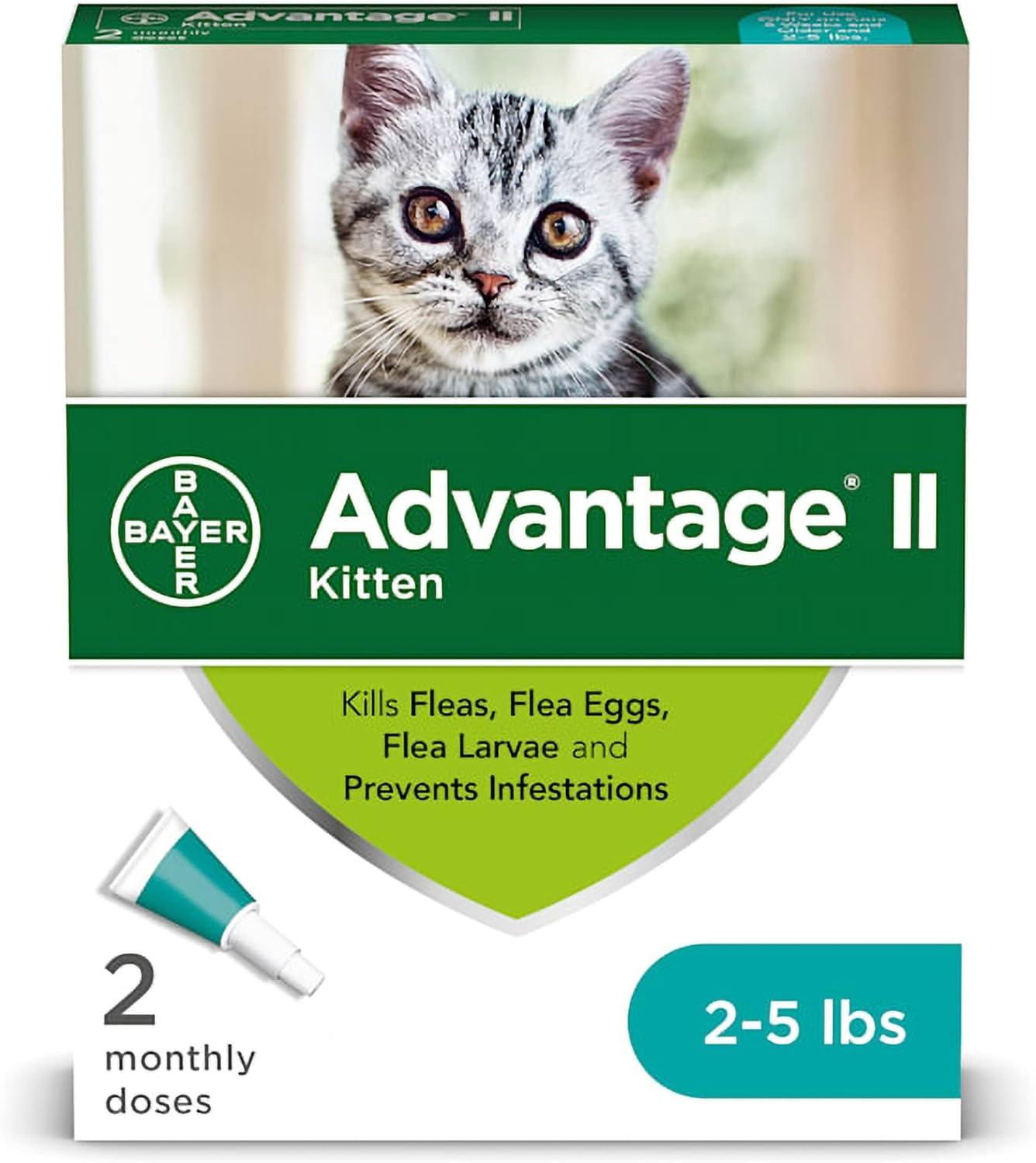 Advantage II Once-A-Month Topical Kills Flea for Kitten, Count of 2.041 LB