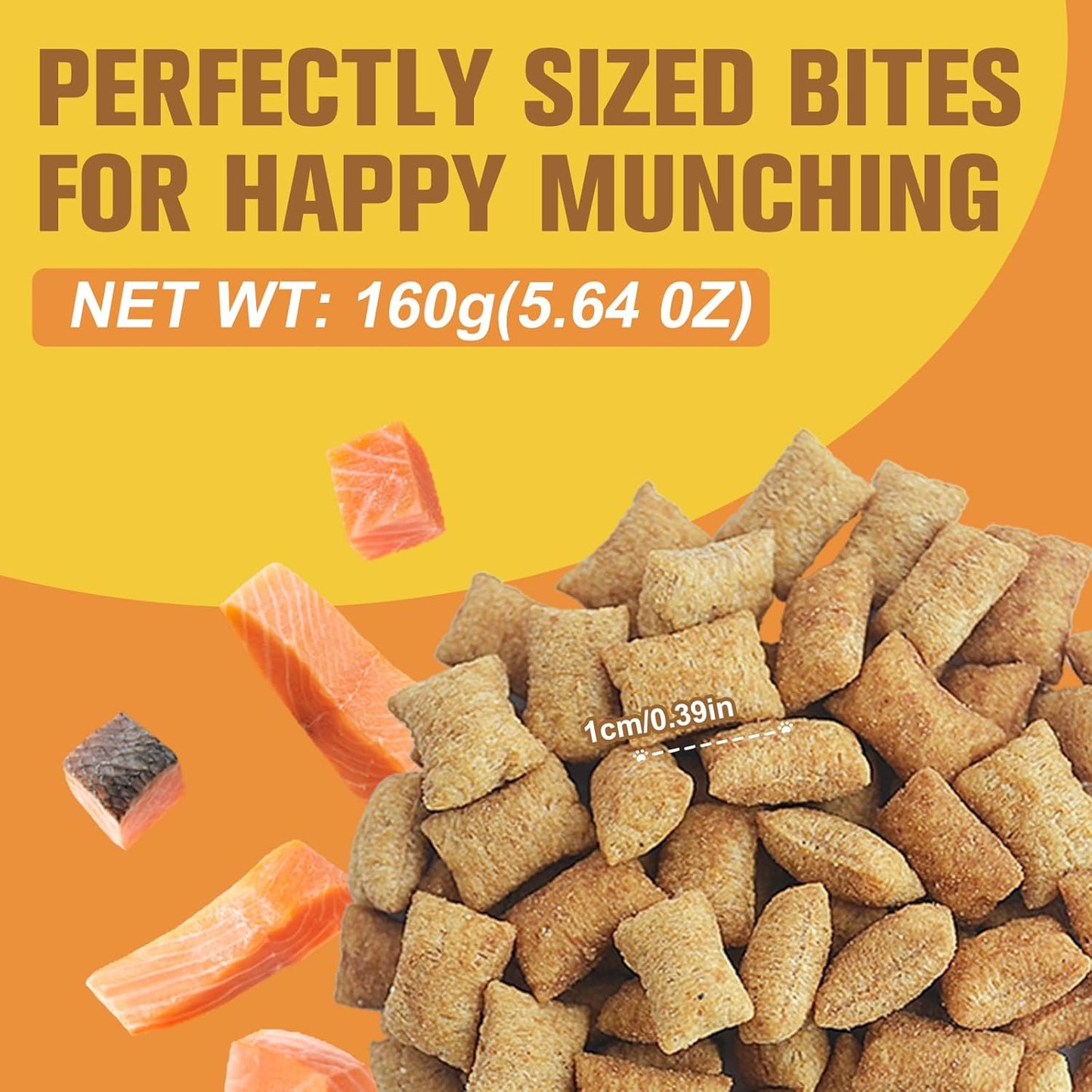 Natural Crunchy & Soft Cat Treats for Indoor Cats - Catnip & Salmon Flavor, Cat Snacks with Real Salmon, Dental Care & Digestive Support, Healthy Training Treats for Cats & Kittens