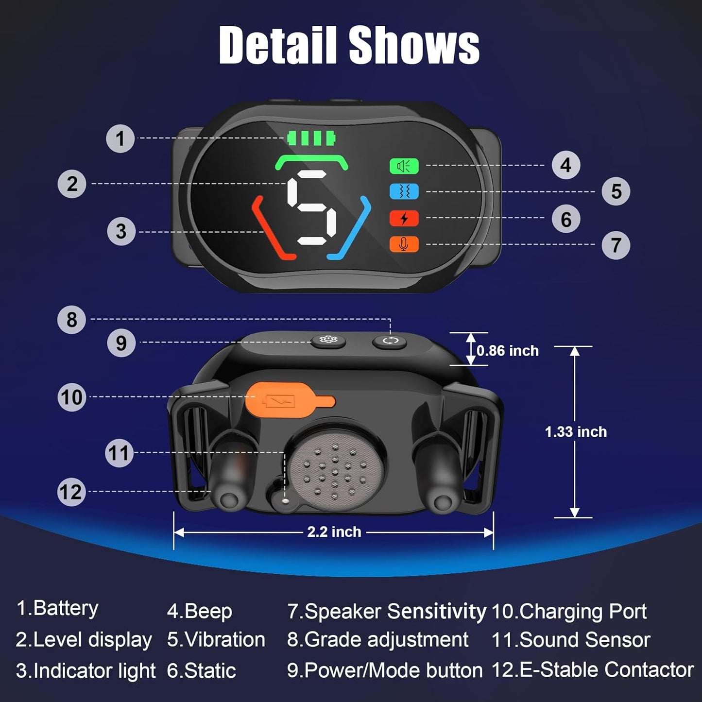 Smart Bark Collar for Large Medium Small Dogs,Rechargeable Anti Barking Device with 5 Correction Modes & 5 Adjustable Sensitivity,Automatic Bark Control,Beep Vibration,Waterproof