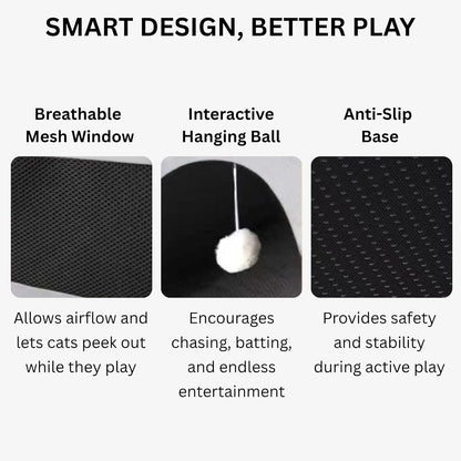 AIXINPET Cat Tent Tunnel, Collapsible Cat Play House with Tunnel for Kittens and Small Pets,with Toy Balls, Anti-Scratch Fabric,Cat Tunnel Bed & Cats Bed Cave for Indoor and Outdoor Cats (Gray)