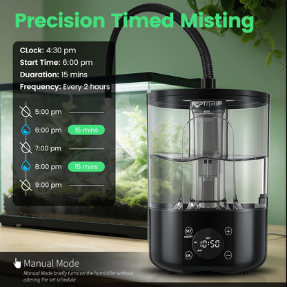 Reptile Humidifier Fogger for Terrariums, Timer Function, 1 Gallon, Adjustable Fog Volume, Ideal for Bearded Dragons, Lizards, Geckos, Snakes, Tortoises, Remote Control