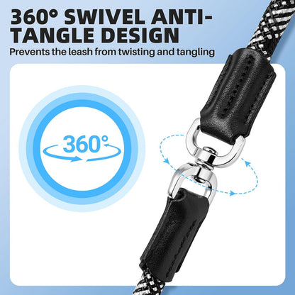 Lukovee Slip Lead Dog Leash, 4-6 FT x 1/2" Adjustable Tangle Free Leash, Heavy Duty Comfortable Reflective No Pull Training Rope Lead with Padded Handle for Medium Large Dogs (Black, S: 4-6 FT)