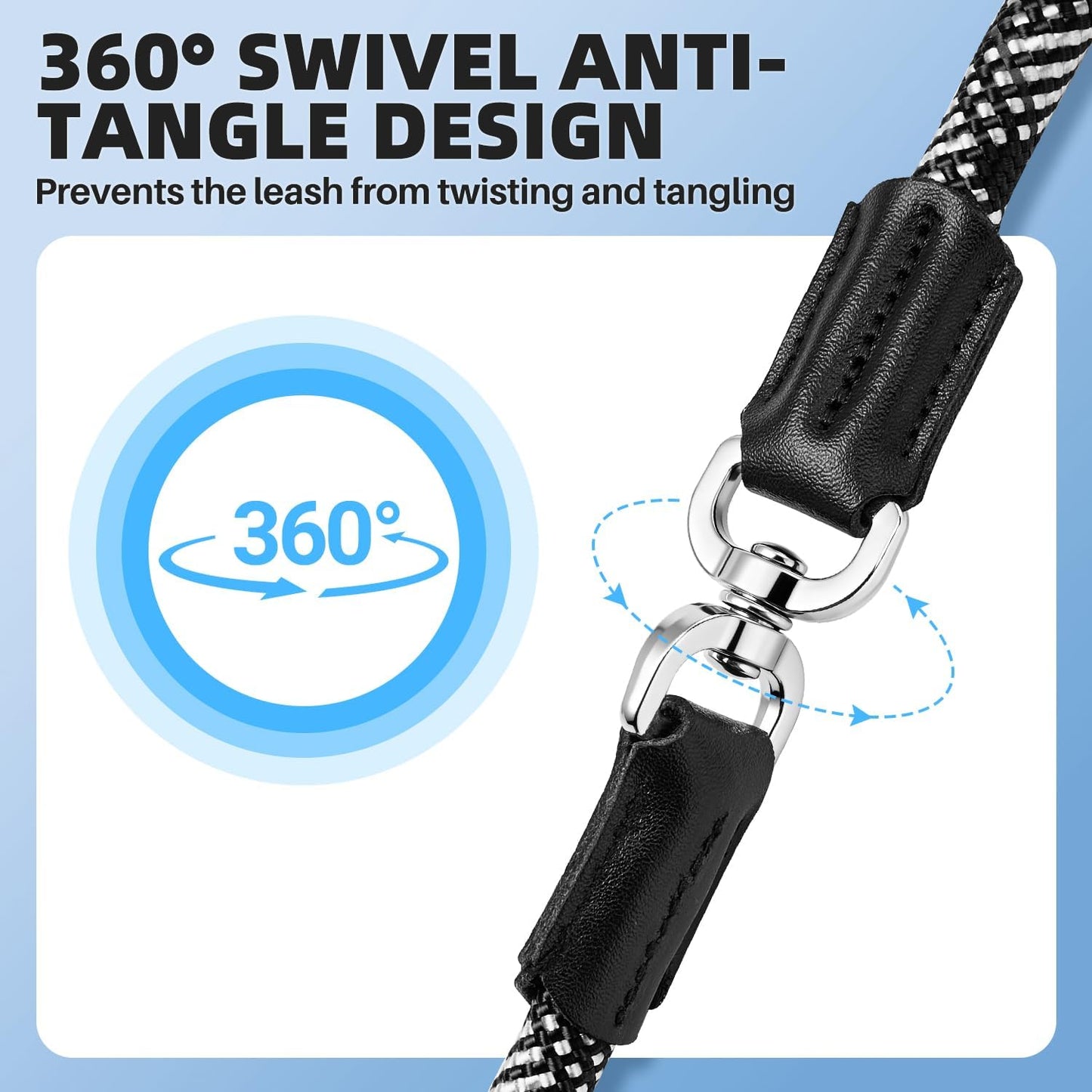 Lukovee Slip Lead Dog Leash, 4-6 FT x 1/2" Adjustable Tangle Free Leash, Heavy Duty Comfortable Reflective No Pull Training Rope Lead with Padded Handle for Medium Large Dogs (Black, S: 4-6 FT)