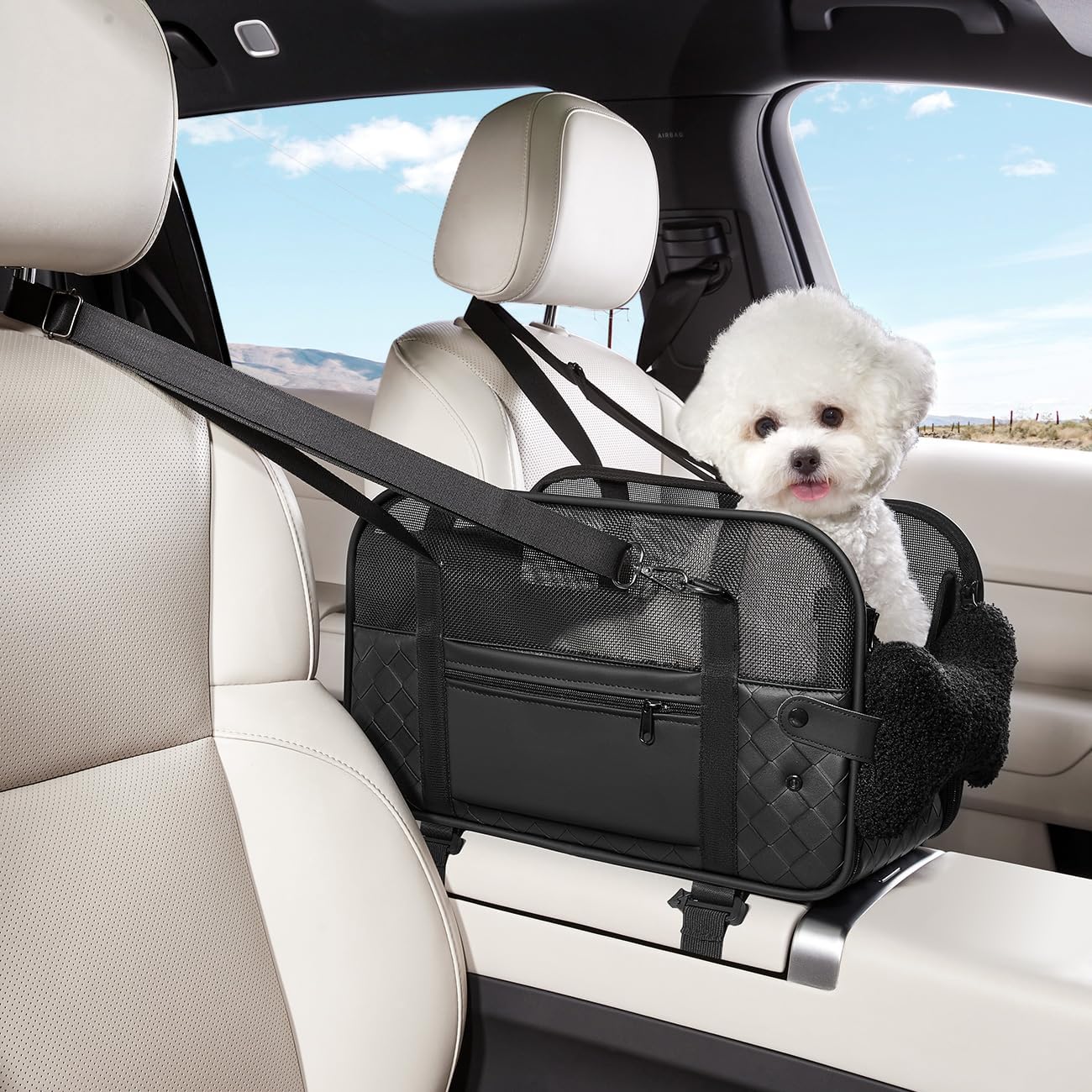 Center Console Dog Car Seat,Outdoor Dog Bed Sofa,Carseats for Small Dogs Carriers,Puppy Cat Car Seat(Black)