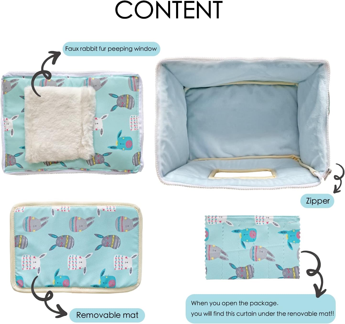 Handmade Portable Sleeping Bag Pouch House Hideout Cave Habitat for Hedgehog Bed Guinea Pig Ferret Squirrel Small Animal Bed Nest House Cage Forest Hidey Curtain (Green)