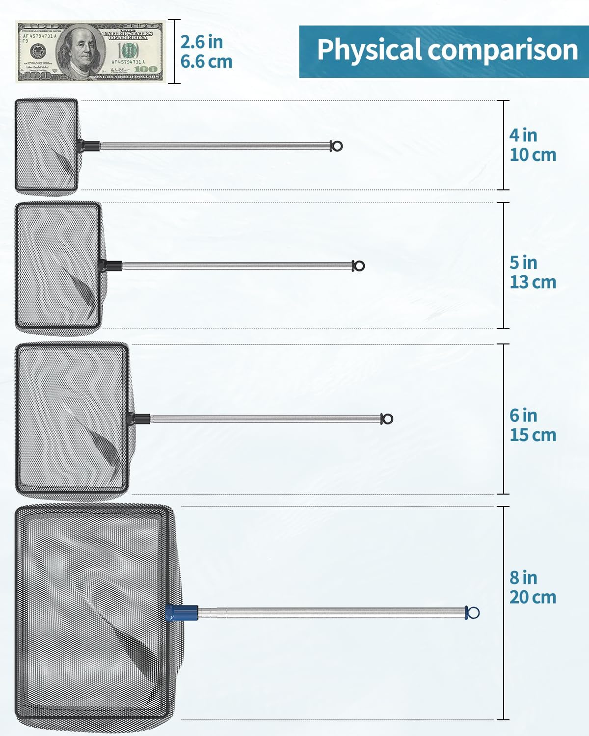 Pawfly Aquarium Fish Net with Extendable 9-24 Inch Long Handle for Betta Fish Tank Small Koi Pond and Pool