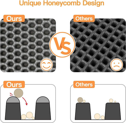 Cat Litter Mat-Litter Box Mat for Kitty, EVA Honeycomb Double Layer Design, Urine & Waterproof Scatter Control, Less Waste, Easier To Clean,Non Slip, Gray