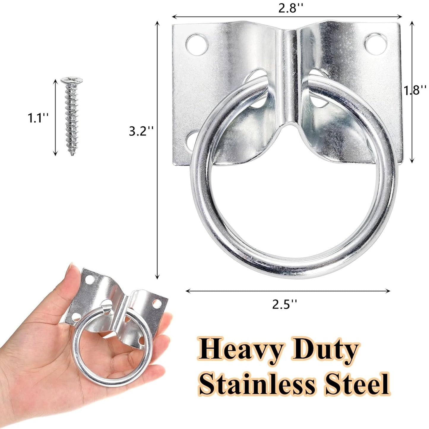 16 Pack Cross Tie Ring for Horse, Block Tie Ring with Screws, Wall Mount Horse Tie Ring, Stainless Steel Hitching Ring Tie Down Hooks Horse Barn Supplies for Livestock Stable Stall Racetrack