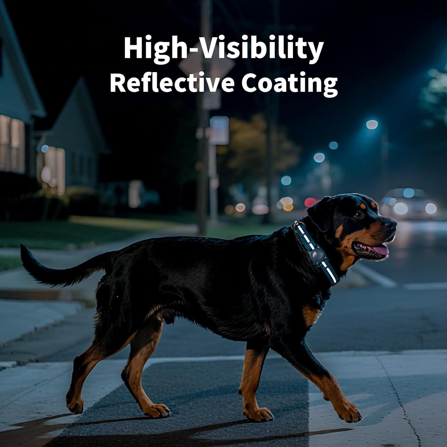 Dog Collar with AirTag Holder - IP68 Waterproof, Odorproof, Tearproof, Reflective, Adjustable Biothane AirTag Dog Collar by PetIsay(Red, M)