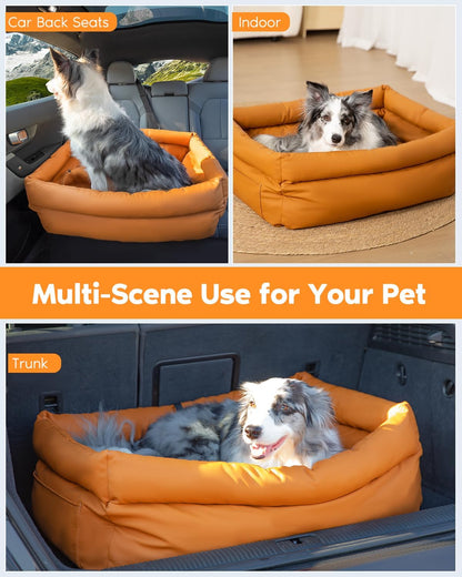 Dog Car Seat, Carseat for Medium Sized Dog, Dogbed for Car Back Seat, Travel Bed with Storage Pockets, Travel Accessories