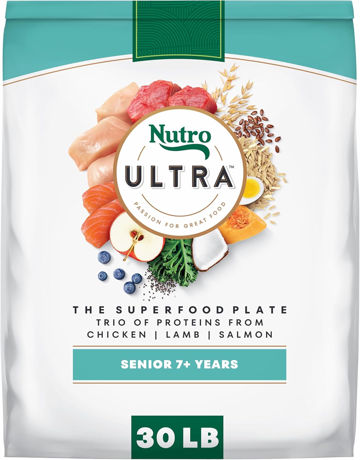 Nutro Ultra Senior Dry Dog Food with a Trio of Proteins from Chicken, Lamb and Salmon, 30 lb. Bag