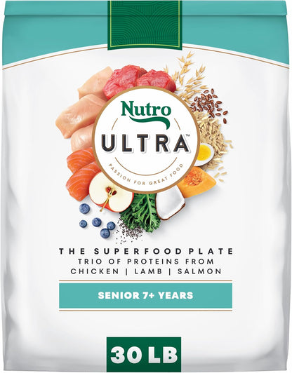 Nutro Ultra Senior Dry Dog Food with a Trio of Proteins from Chicken, Lamb and Salmon, 30 lb. Bag