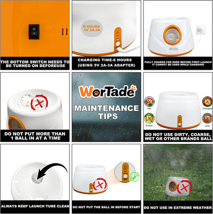 Automatic Ball Launcher for Dogs, Dog Ball Thrower with 19-32-45Ft Distance, Rechargeable Automatic Launcher with 6 Balls (2.2"), Dog Balls Launchers for Small & Medium Red