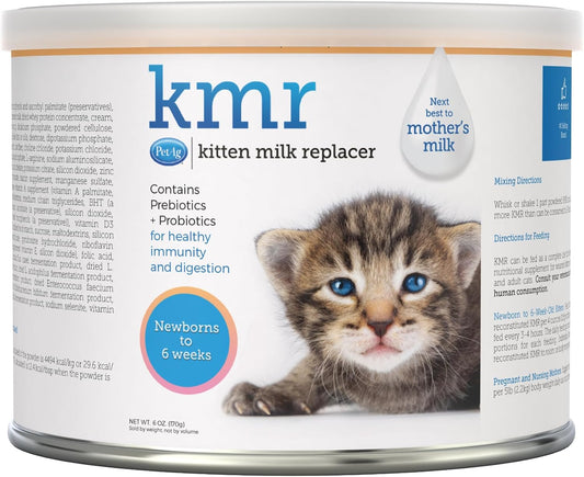 PetAg KMR Kitten Milk Replacer Powder - 6 oz - Powdered Kitten Formula with Prebiotics, Probiotics & Vitamins for Kittens Newborn to Six Weeks Old - Easy to Digest