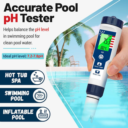 Salinity Tester and 4 in 1 Hydrogen Water Tester, Digital Pool Salt Tester for Saltwater Pool and pH H2 ORP Meter for Drinking Water, Hydroponic, Aquariums