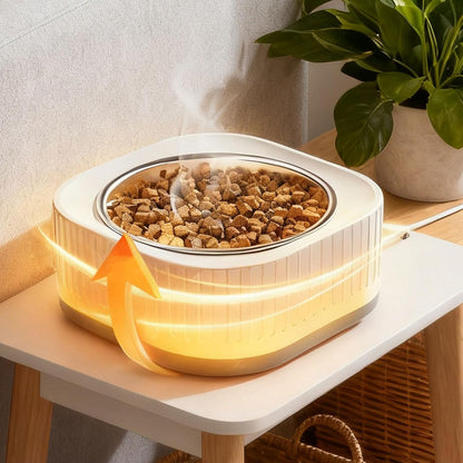 Heated Water Bowl,Heated Water Bowl for Pets – Outdoor Thermostatic Control Pet Dish with Chewproof Cord, Keeps Water Drinkable in Winter for Dogs, Cats & Chickens (Yellow)