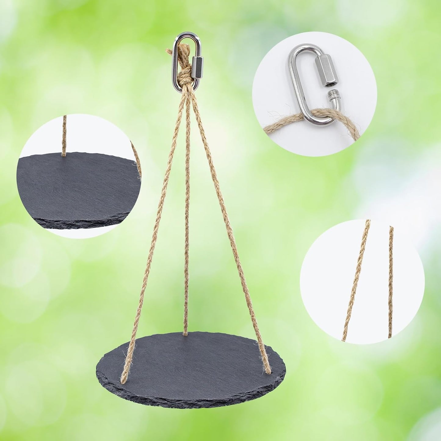 Bird Toys, Swing Perch Toys with Slate Rock and, Bird Playground, Cage Accessories for Budgies, Cockatiels, Lovebirds, Green Cheeks, Small to Medium Birds