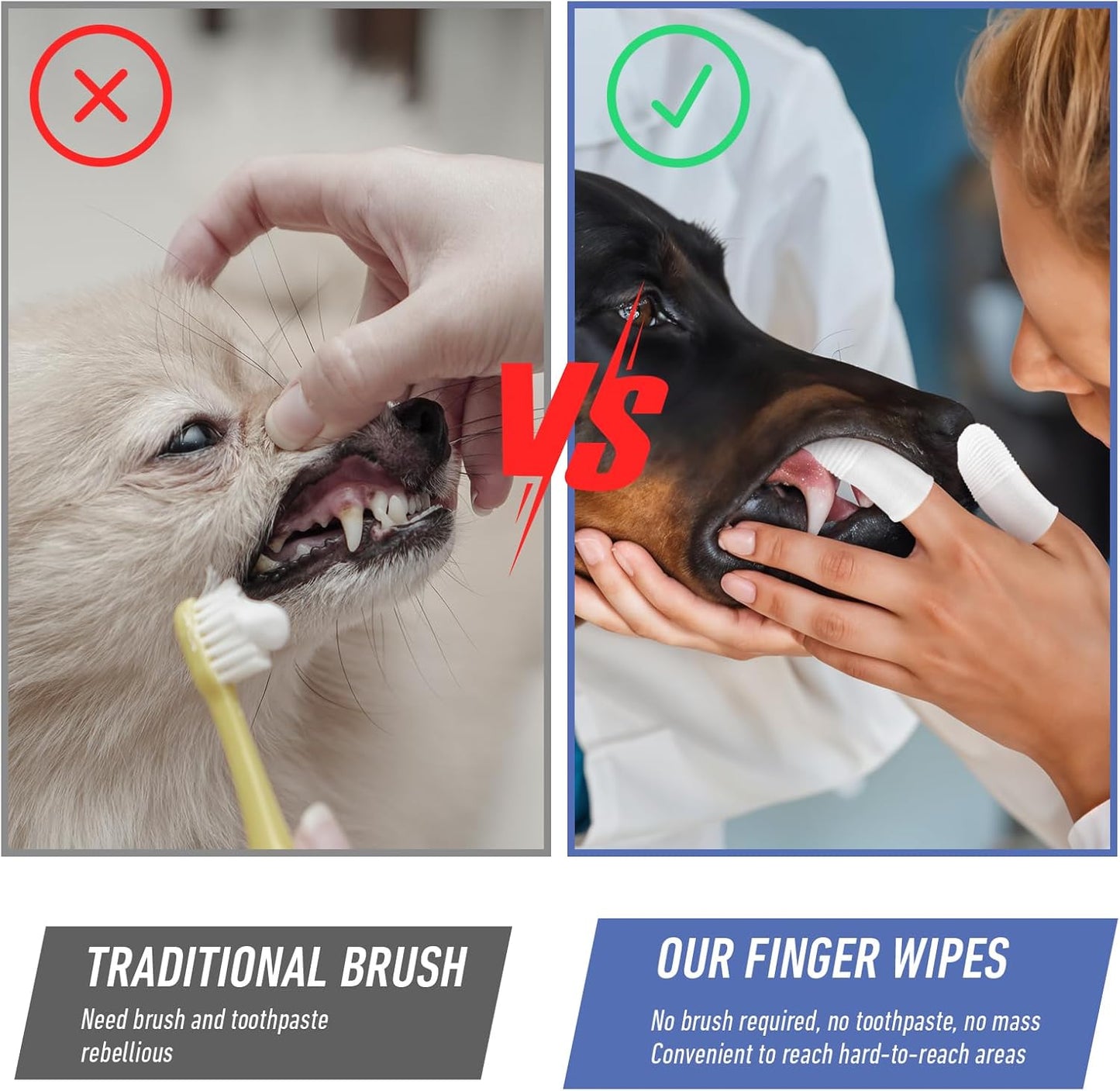 Dog Toothbrush Finger Toothbrush Set 60 PCS Soft Finger Toothbrushes for Dog Teeth Cleaning Washable Pet Dental Care Kit with Cleaning Wipes for Small Dogs Cats Puppies & Kittens at Home