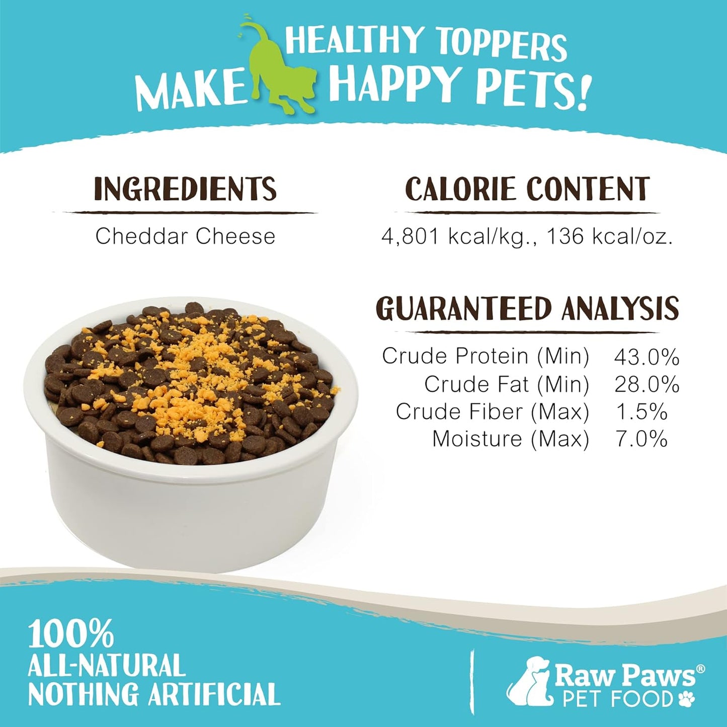 Raw Paws Boost Pet Food Topper Freeze-Dried Cheese, 3.6-oz - Made in USA - Dog Food Toppers for Picky Eaters - Dog Cheese Treats Dog Food Seasoning - Meal Toppers for Dogs, Kibble Toppers for Dogs