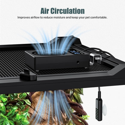 Reptile Humidity Control Fan for Terrariums, Quiet Airflow System for Tanks and Enclosures, Black