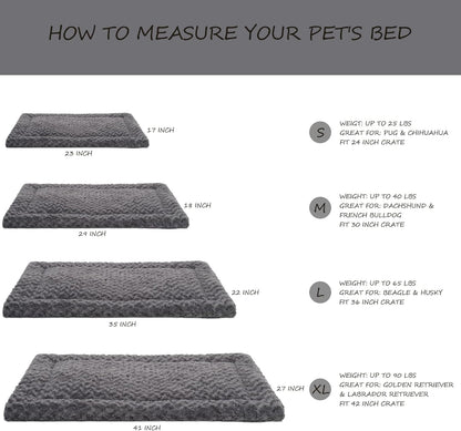 Washable Dog Bed Mat Ultra Soft Dog Crate Pad Comfy Fluffy Pet Kennel Beds Dog Sleeping Mattress for Large Jumbo Medium Small Dogs, 41 x 27 Inch, Gray