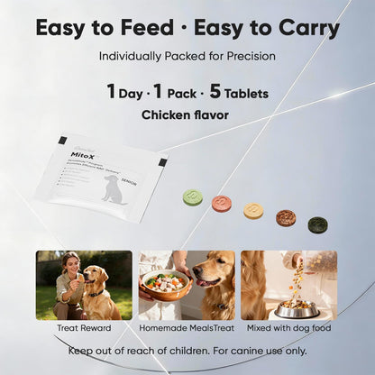 Senior Dog Supplements – Supports Cellular Vitality, Joint Flexibility, Liver & Heart Health, with NAD⁺, CoQ10, Chondroitin, for All Breeds Age 7+, 30 Sachets (5 Ct Each), Chicken