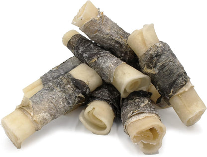 Icelandic+ Rolled Collagen Stick: Beef & Cod Skin - 4" Dog Crew Treat, Hand-Wrapped Fish, 2 Ingredient Pet Snacks, Dental Health, Rawhide Alternative (Pack of 6)