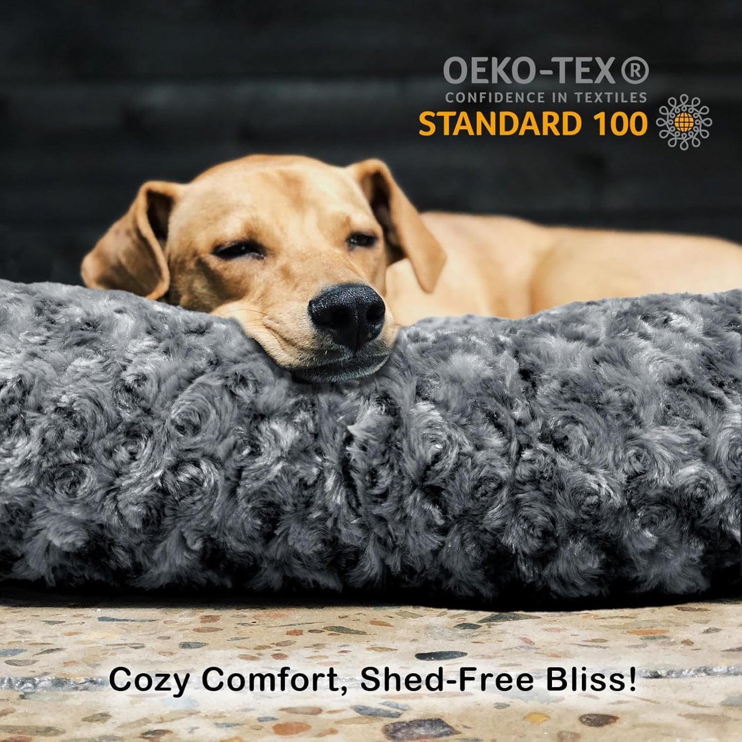 Faux Fur Dog Bed Covers – Ultra Soft Rose Velvet, Removable & Washable, Cozy & Durable,Large Pet Bed Cover Only (No Filling) – Gray, (Rose Velvet Dark Gray, 36" L x 24" W x 4" Th)