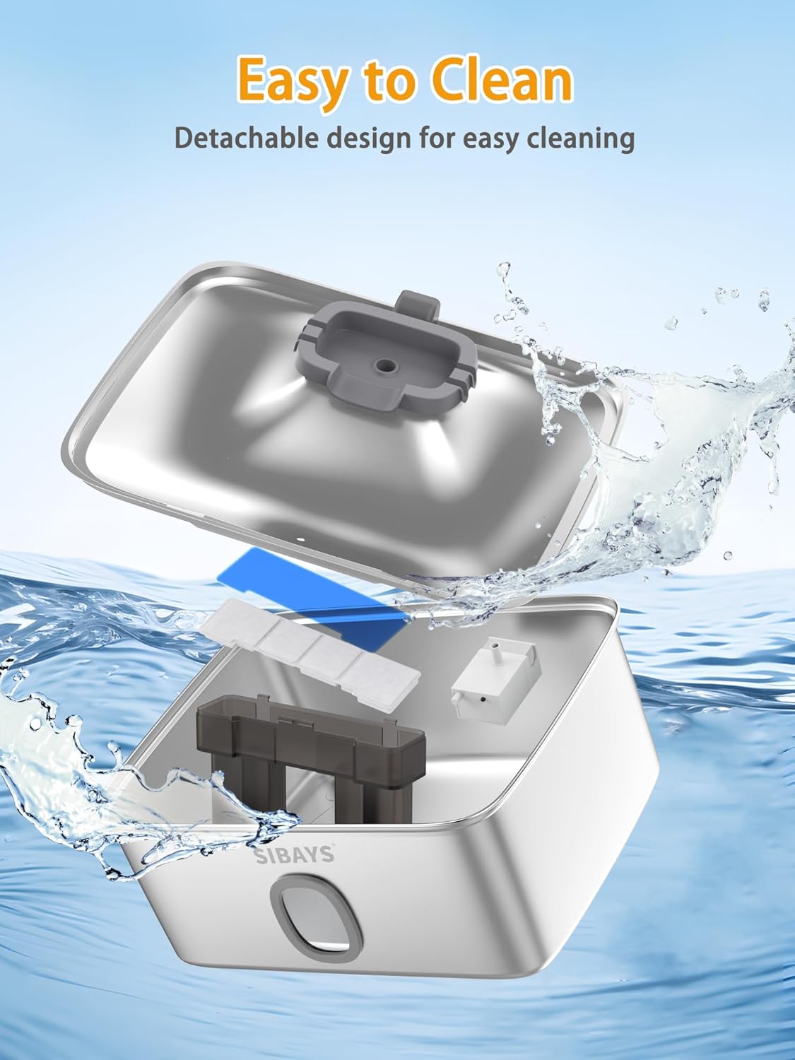 SIBAYS 4Gal/15L Large Dog Water Fountain, Stainless Steel Pet Fountain with Water Window & LED Light, Ultra Quiet Automatic Dog Water Bowl Dispenser for Large Dogs & Multi-pet, Easy to Clean FS76