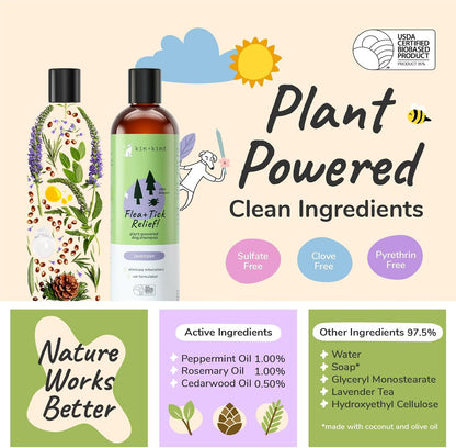 kin+kind Flea and Tick Shampoo for Dogs Vet Formulated - Plant Powered, Safe and Effective Dog Shampoo with Coconut and Olive Oil - Lavender Scent - Prevent Fleas and Ticks - Made in USA 12 fl oz