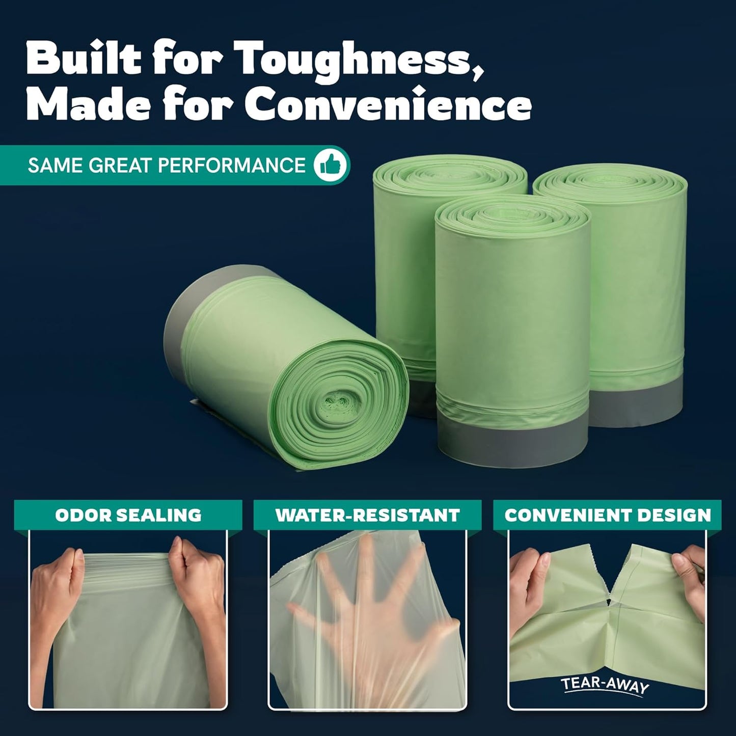 Panther Armor Cat Litter Bags, 100 Large Compostable Unscented Poop Bags -16x12in Super Large Kitty - Leak Proof Box Trash - Odor Proof Cat Disposal