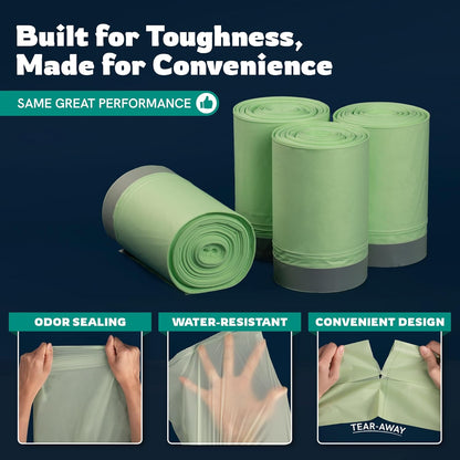 Panther Armor Cat Litter Bags, 100 Large Compostable Unscented Poop Bags -16x12in Super Large Kitty - Leak Proof Box Trash - Odor Proof Cat Disposal