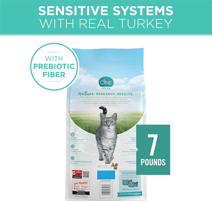 Purina ONE Sensitive Stomach, Sensitive Skin, Natural Dry Cat Food, +Plus Sensitive Skin and Stomach Formula - 7 lb. Bag