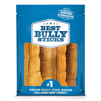 Best Bully Sticks Peanut Butter Beef Cheek Treats - Large 4 Count (Pack of 1) - All-Natural, Collagen-Rich, Rawhide Alternative