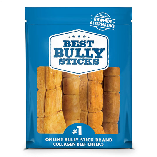 Best Bully Sticks Peanut Butter Beef Cheek Treats - Large 4 Count (Pack of 1) - All-Natural, Collagen-Rich, Rawhide Alternative